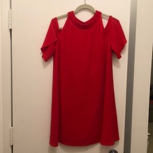 Red cold shoulder Zara dress
